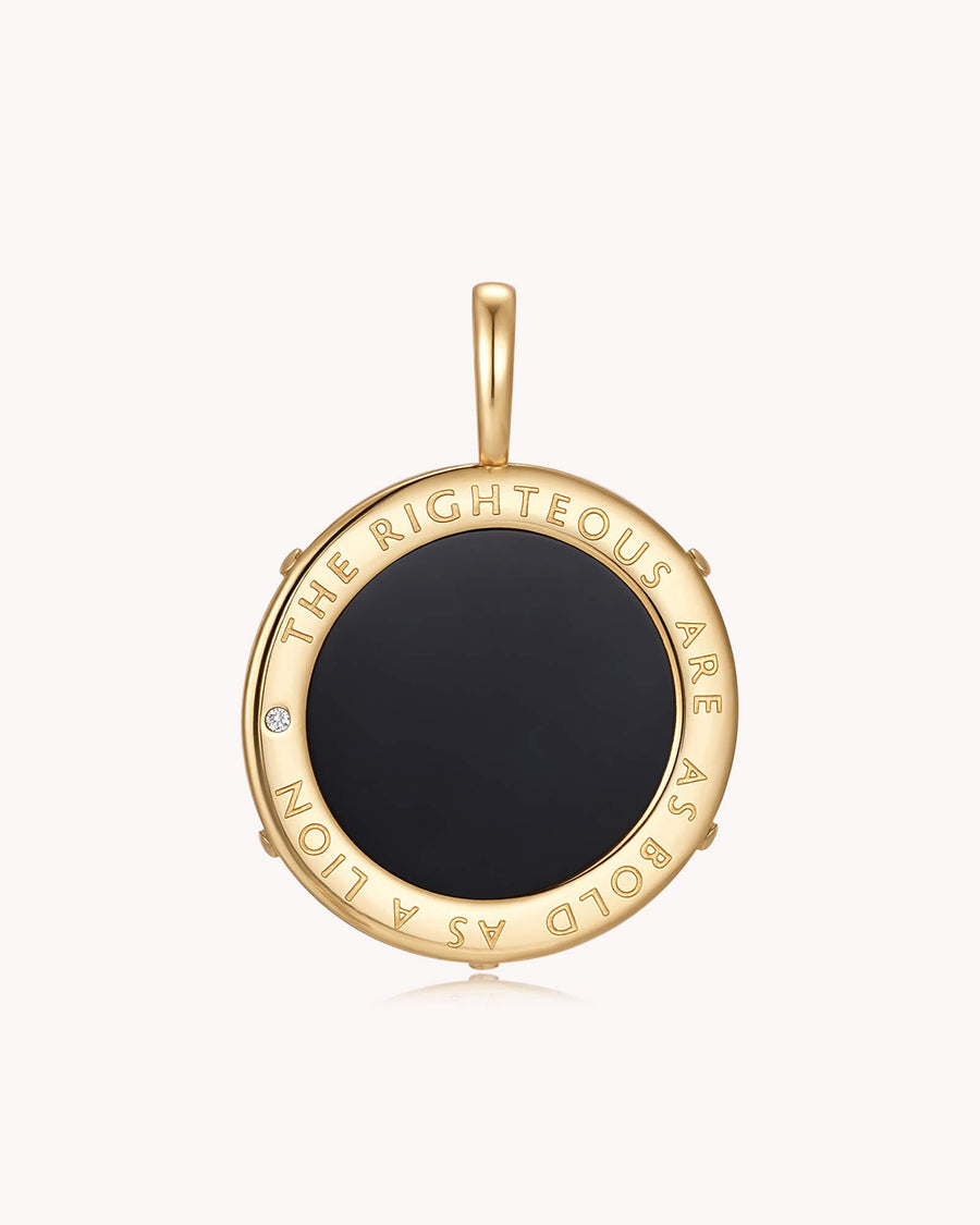 Bold as a Lion Proverbs 28:1 Gold Onyx Medallion