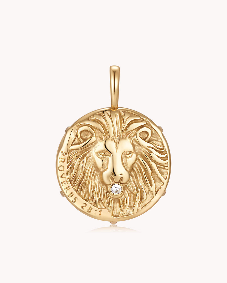 Bold as a Lion Proverbs 28:1 Gold Onyx Medallion