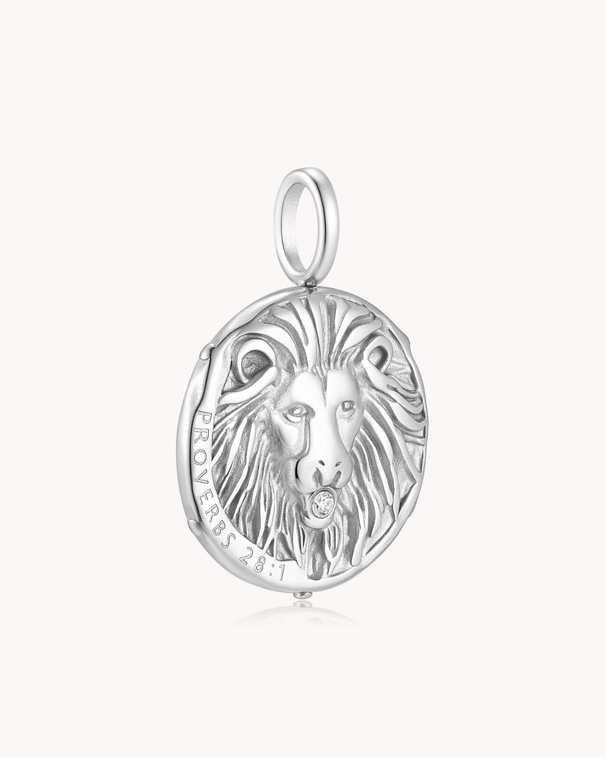 Bold as a Lion Proverbs 28:1 White Gold Onyx Medallion — 3