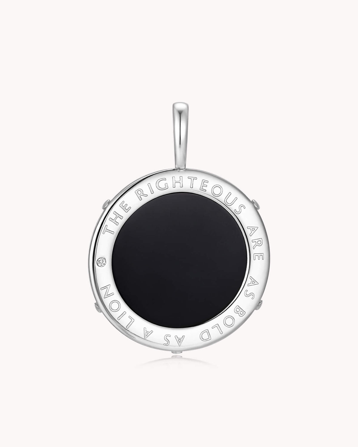 Bold as a Lion Proverbs 28:1 White Gold Onyx Medallion — 2