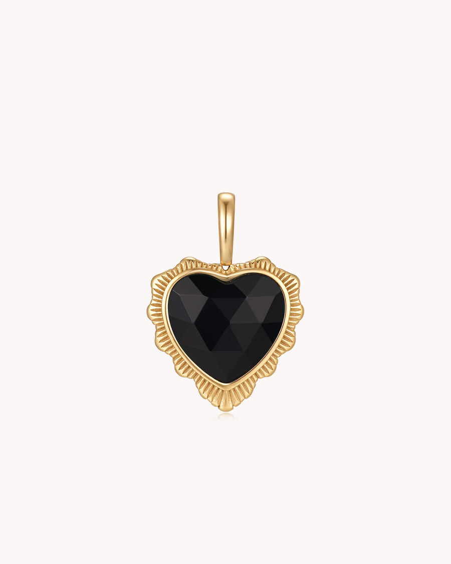 Trust in the LORD Proverbs 3:5-6 Gold Black Onyx Heart Pendant