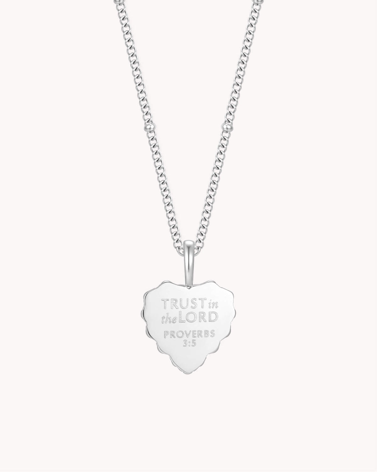 Proverbs 3:5-6 Trust in the LORD White Gold Heart Necklace — 2