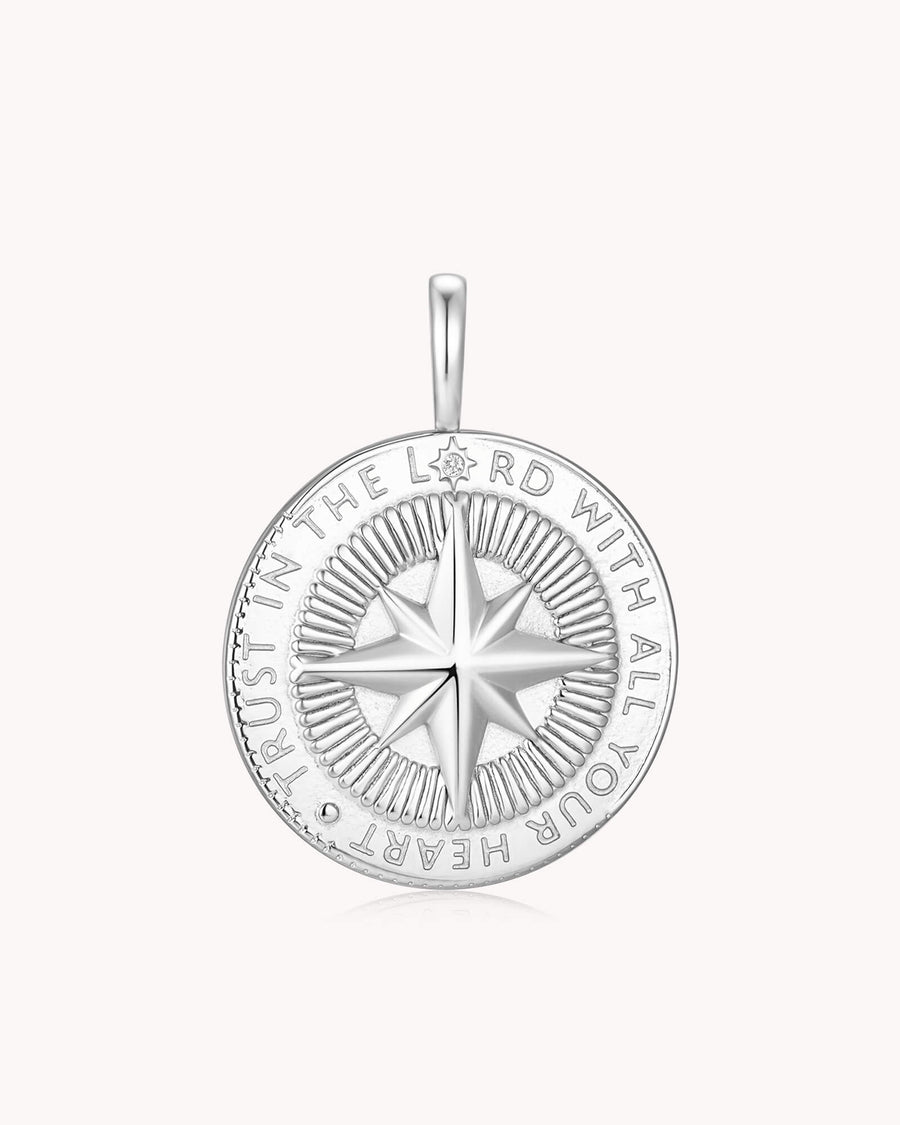 Trust in The LORD Proverbs 3:5-6 White Gold Medallion