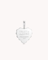 Proverbs 3:5-6 White Gold Heart Puff Cross Charm Bracelet — 3