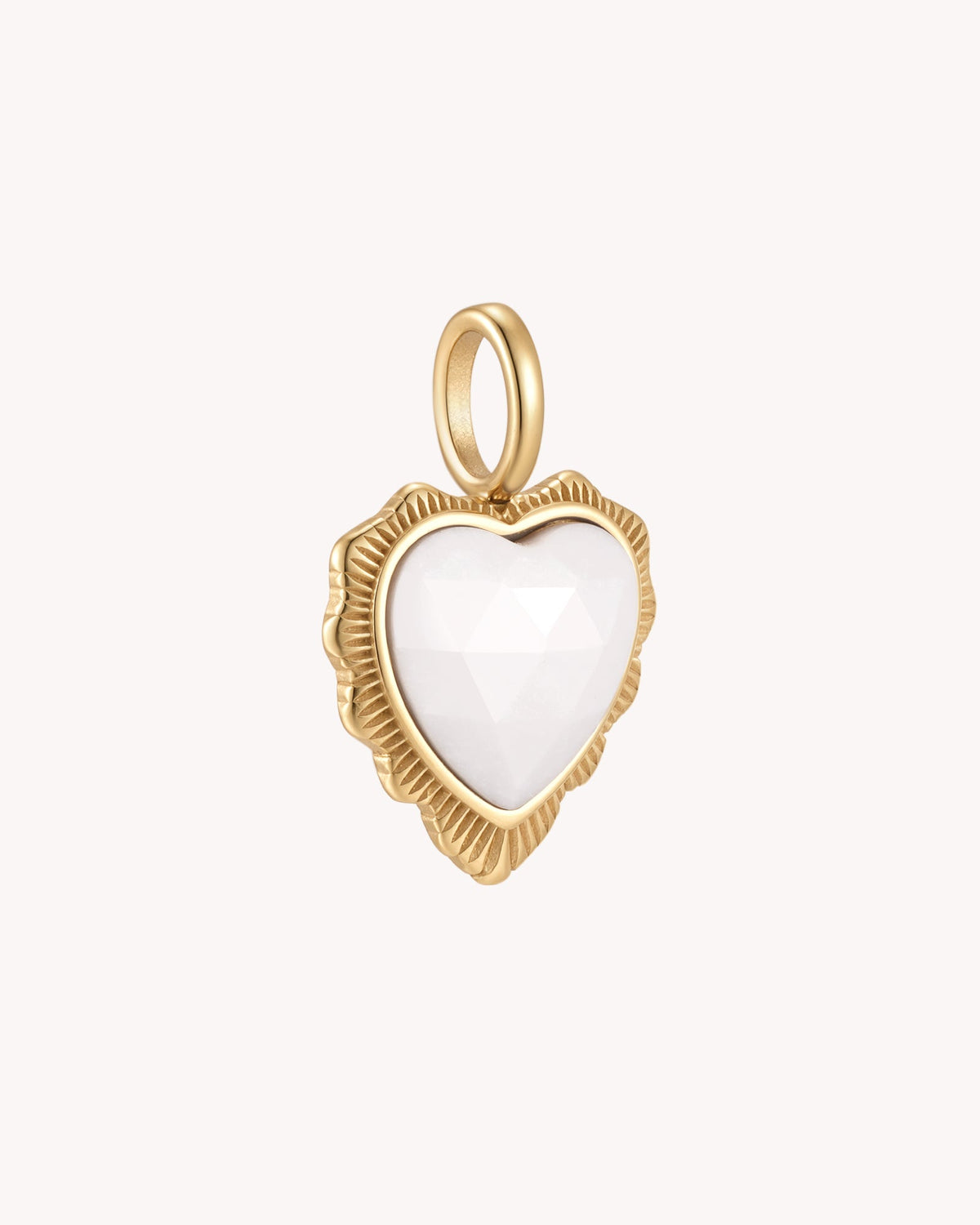 Call Her Blessed Proverbs 31:28 Gold White Onyx Heart Pendant — 3