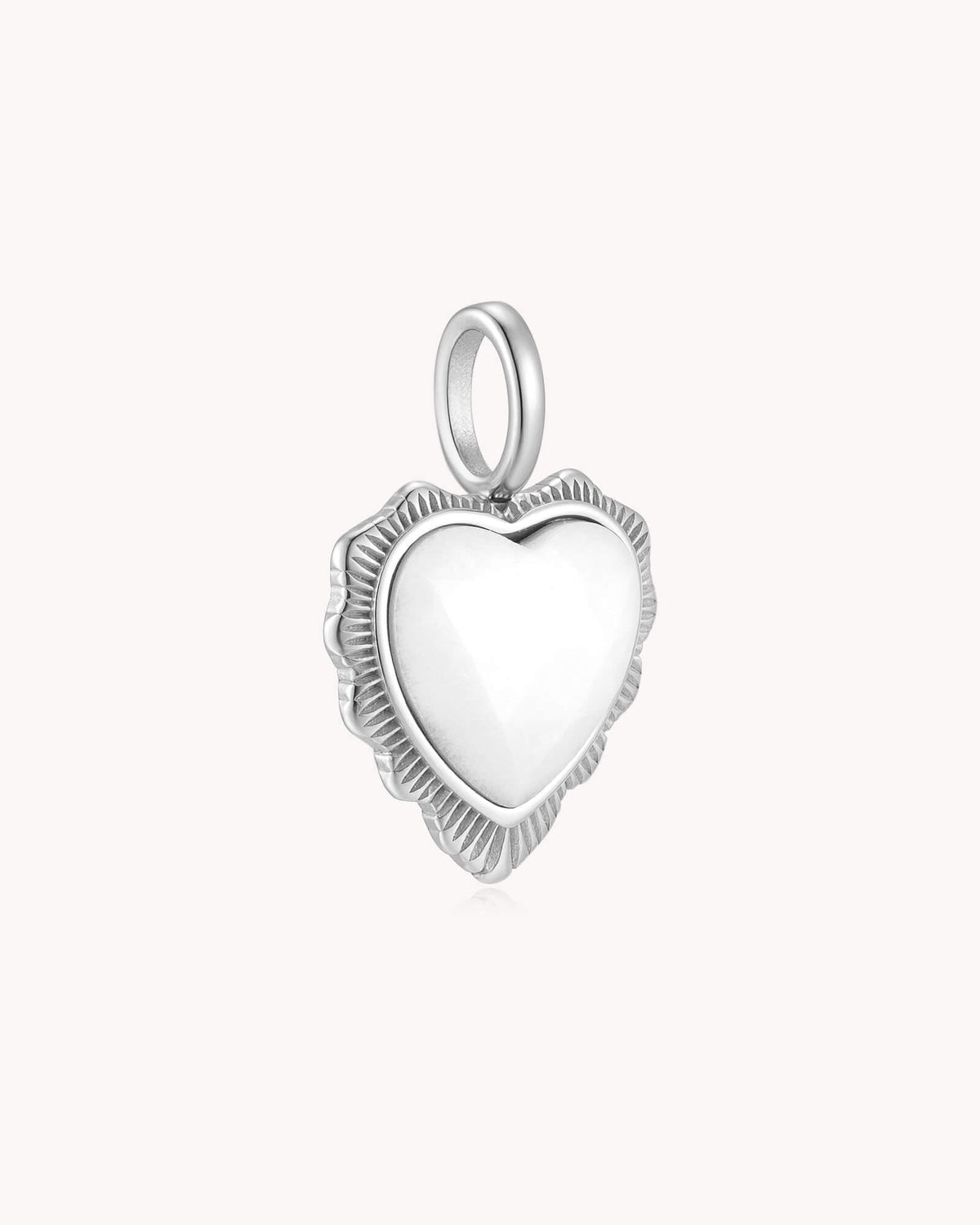Proverbs 31:28 White Gold Heart Puff Cross Charm Bracelet — 5