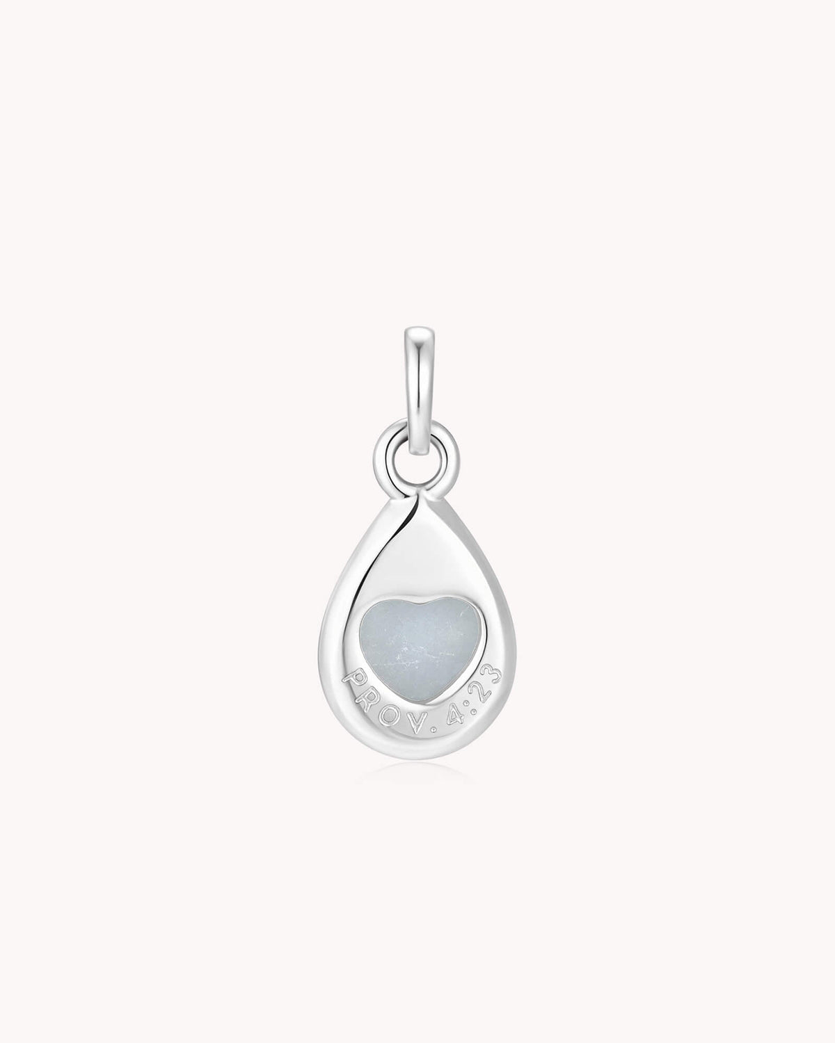 Guard Your Heart Proverbs 4:23 White Gold Aquamarine Heart Pendant — 2