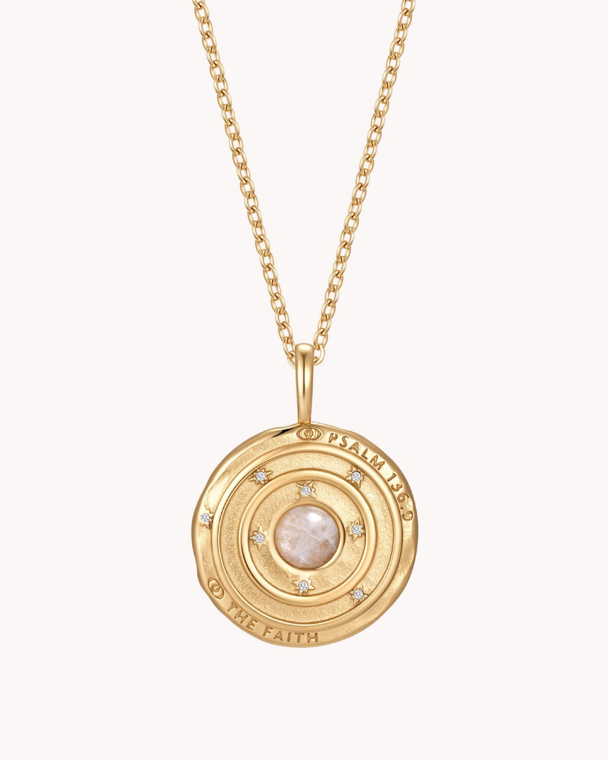 Psalm 136:9 The Moon and Stars Gold Cable Chain Necklace — 2