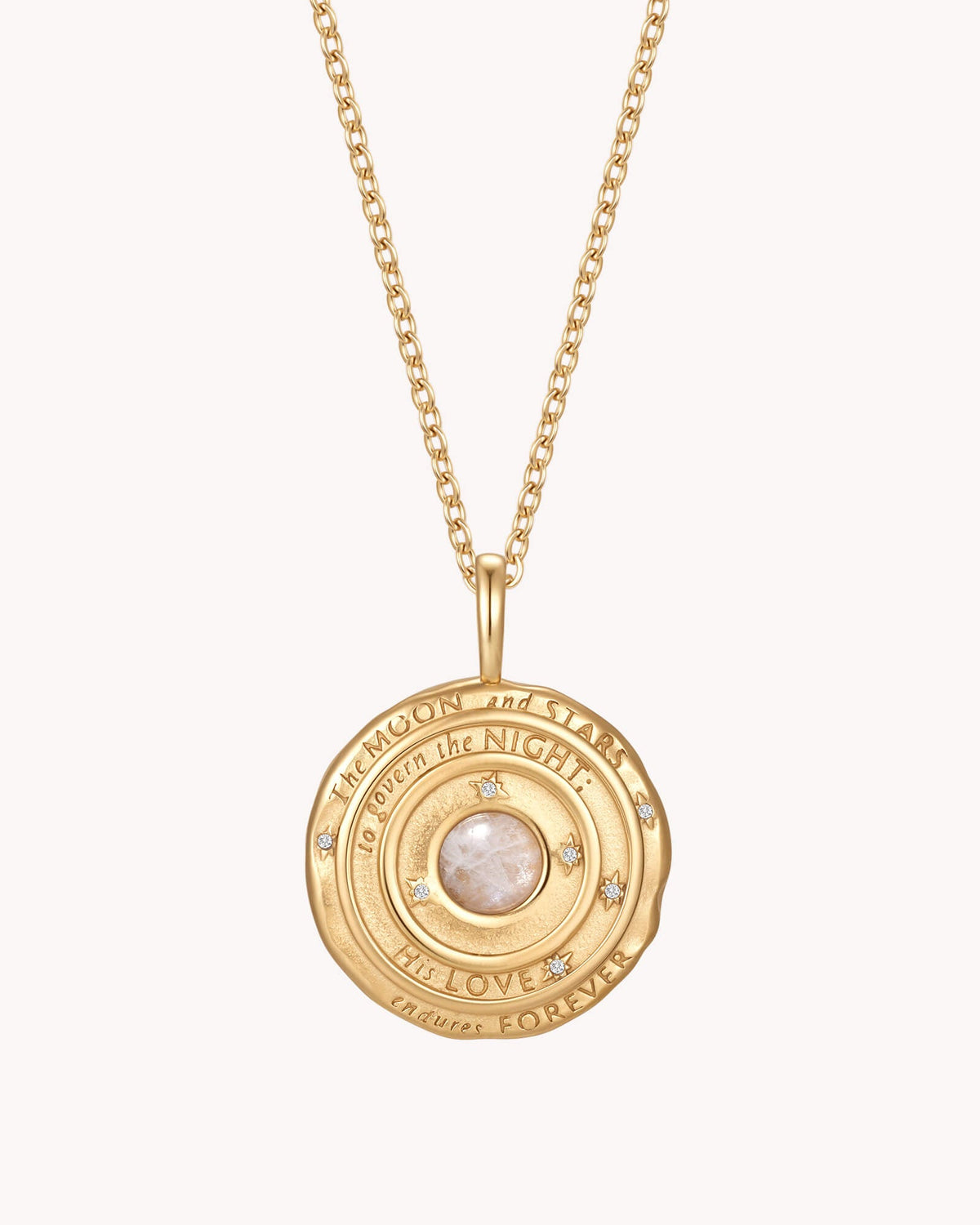 Psalm 136:9 The Moon and Stars Gold Cable Chain Necklace