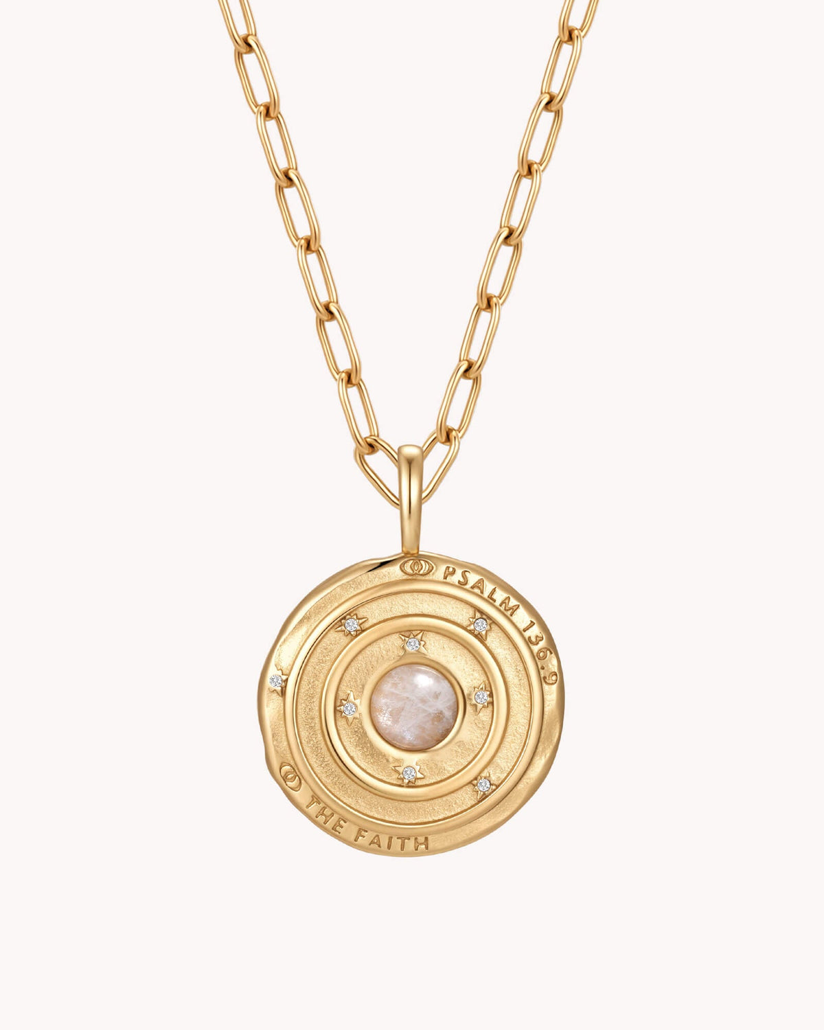 Psalm 136:9 The Moon and Stars Gold Small Link Chain Necklace — 2