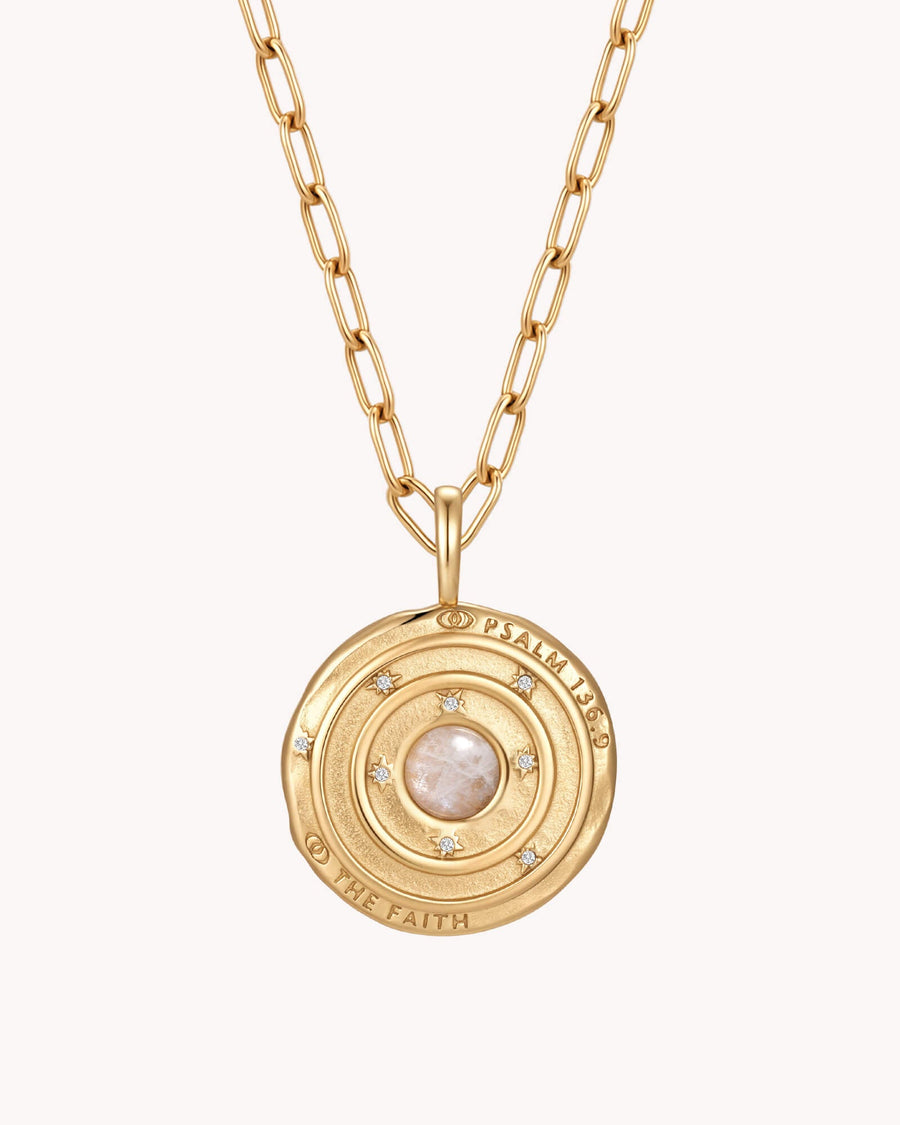 Psalm 136:9 The Moon and Stars Gold Small Link Chain Necklace