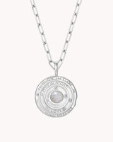 Psalm 136:9 The Moon and Stars White Gold Small Link Chain Necklace