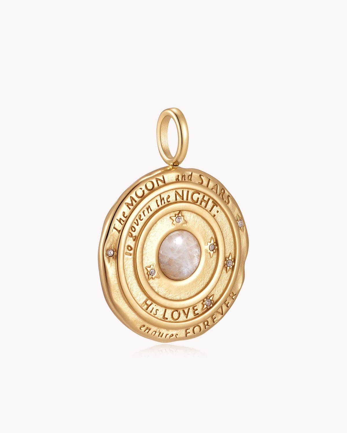 The Moon and Stars Psalm 136:9 Gold Moonstone Medallion — 3