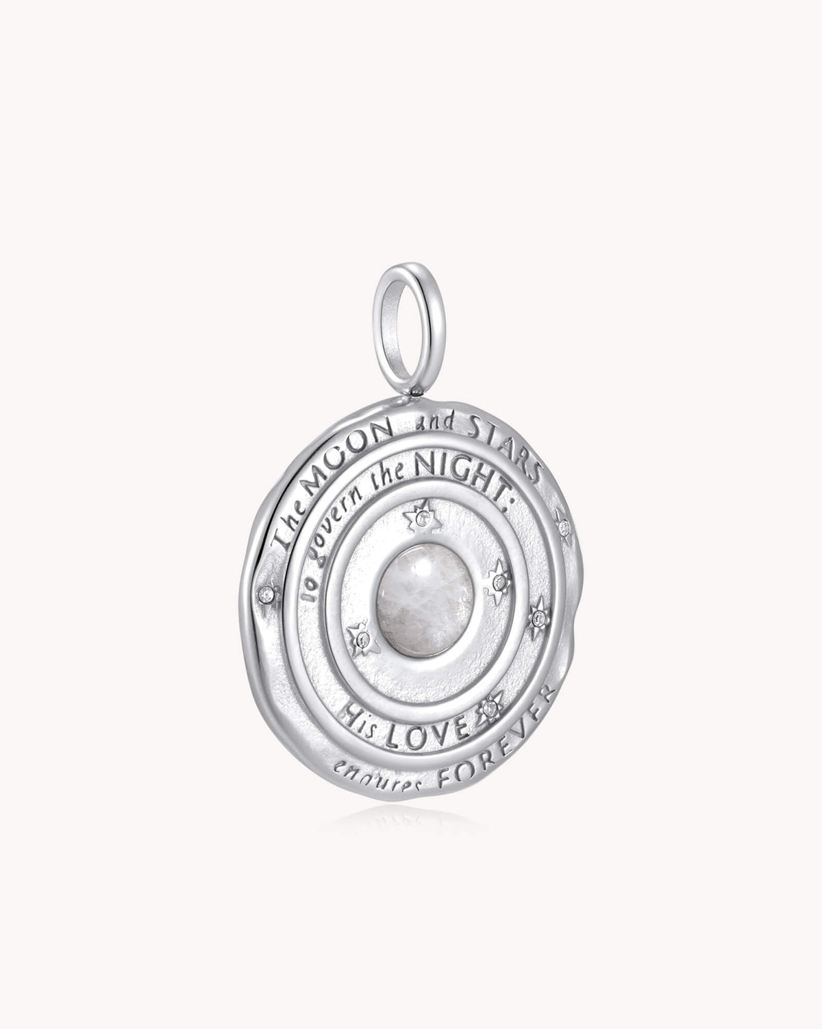 Psalm 136:9 The Moon and Stars White Gold Small Link Chain Necklace — 5