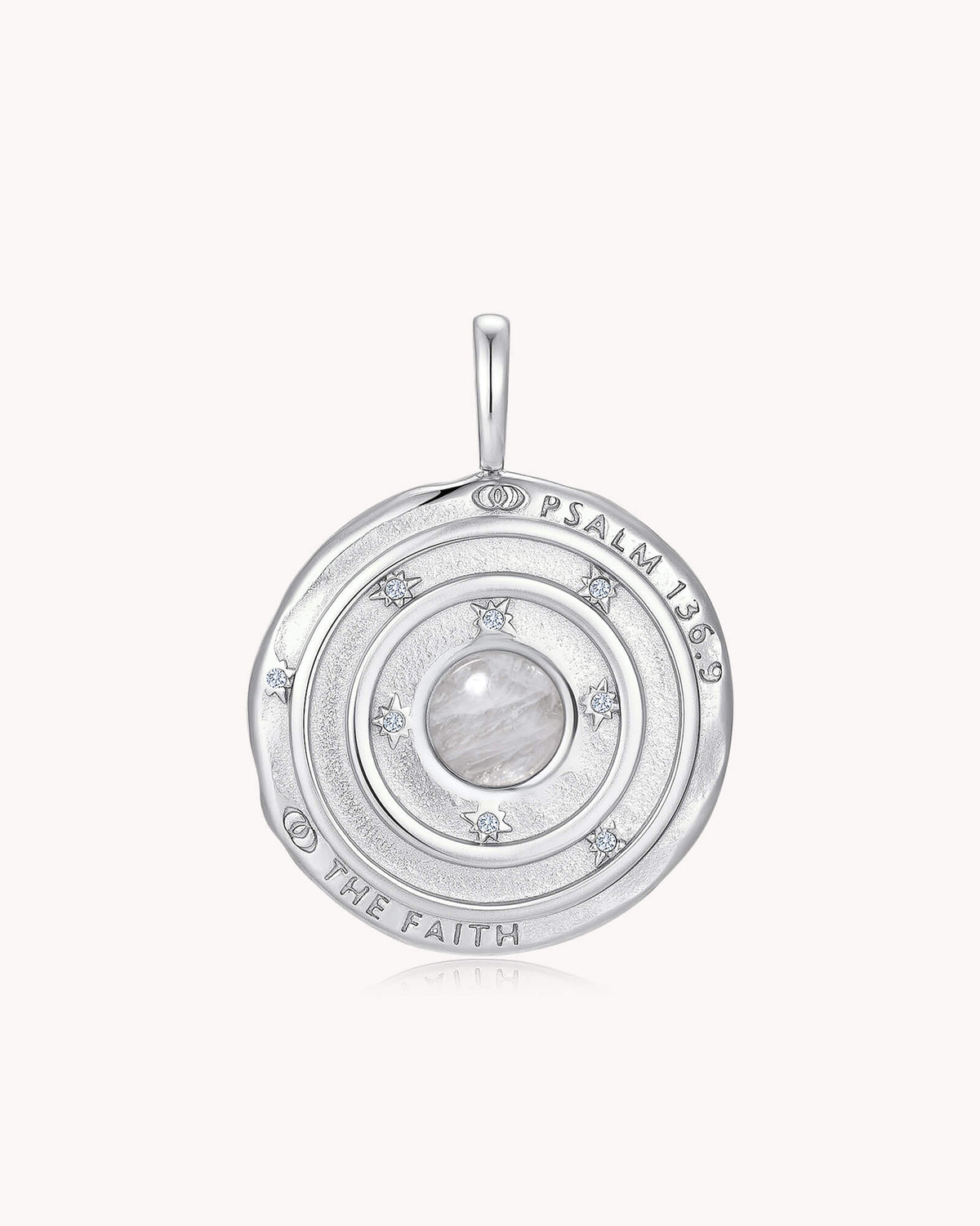 Psalm 136:9 The Moon and Stars White Gold Small Link Chain Necklace — 4