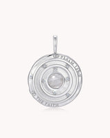 The Moon and Stars Psalm 136:9 White Gold Moonstone Medallion — 2