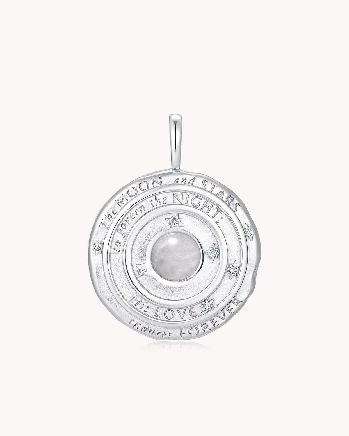Psalm 136:9 The Moon and Stars White Gold Small Link Chain Necklace — 3
