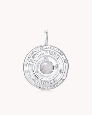 The Moon and Stars Psalm 136:9 White Gold Moonstone Medallion