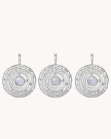 The Moon and Stars Psalm 136:9 White Gold Moonstone Medallion — 3