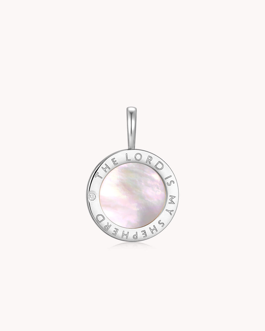 The LORD Is My Shepherd Psalm 23 White Gold Pendant