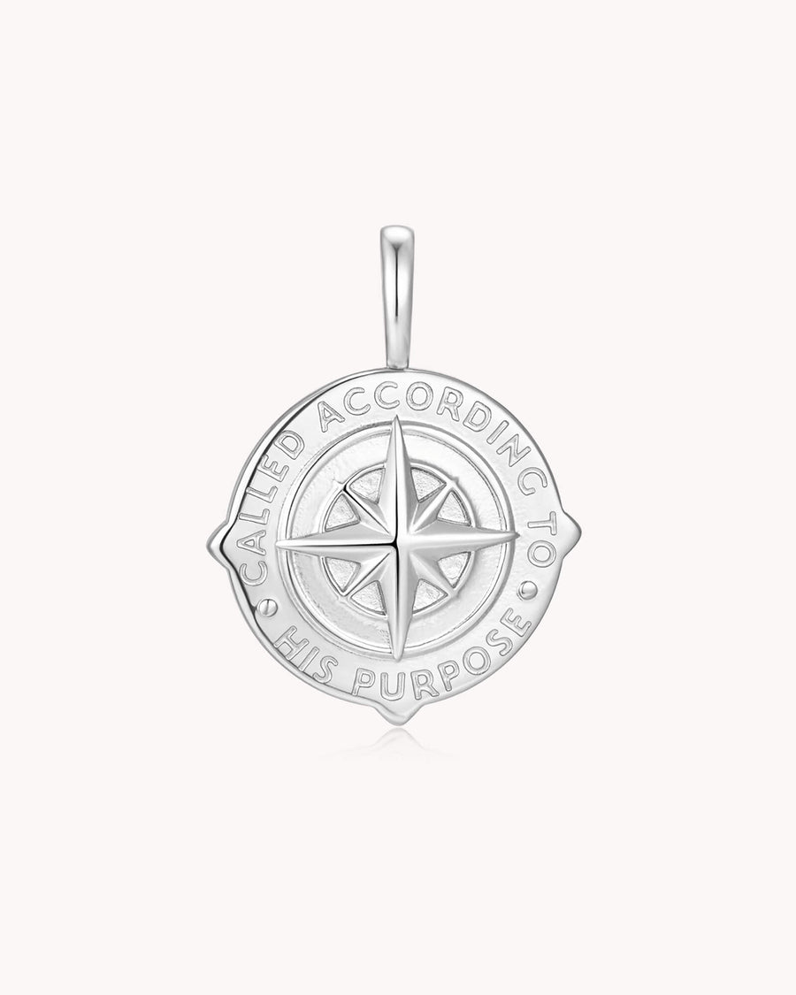 Called According to His Purpose Romans 8:28 White Gold Pendant