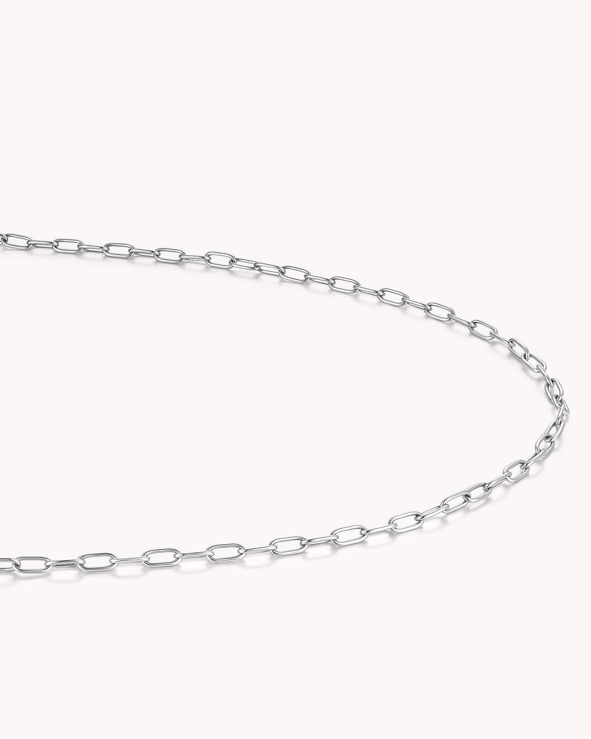 Link Chain White Gold Necklace with Circle Annex Link — 3