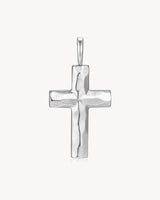Stainless Steel Large Textured Cross Pendant
