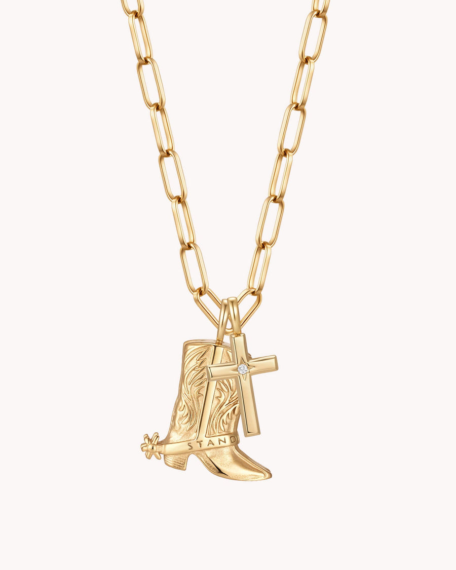 Standing Firm in His Light Gold Cross Necklace