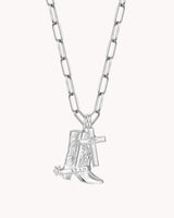 Standing Firm in His Light White Gold Cross Necklace
