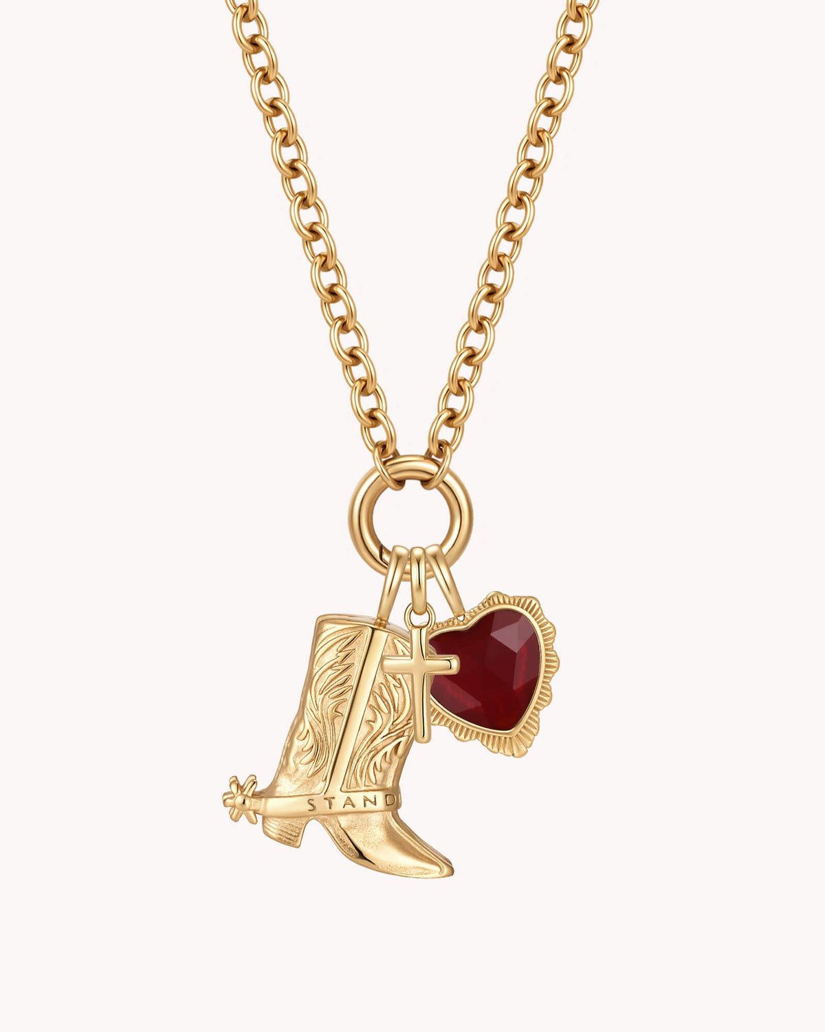 Standing Firm in His Love Gold Heart Necklace