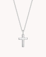 White Gold Classic Cross Cable Chain Necklace