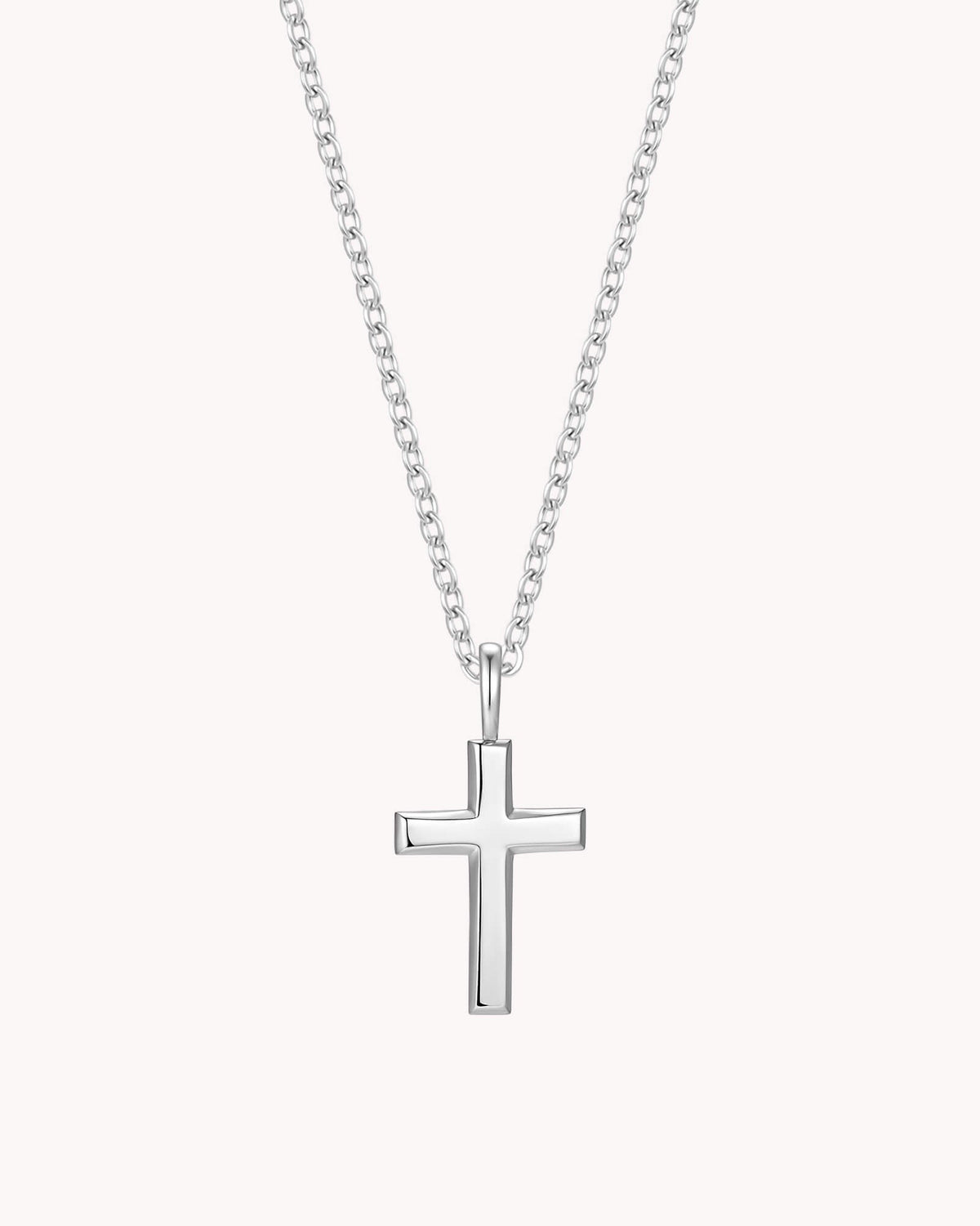 White Gold Classic Cross Cable Chain Necklace