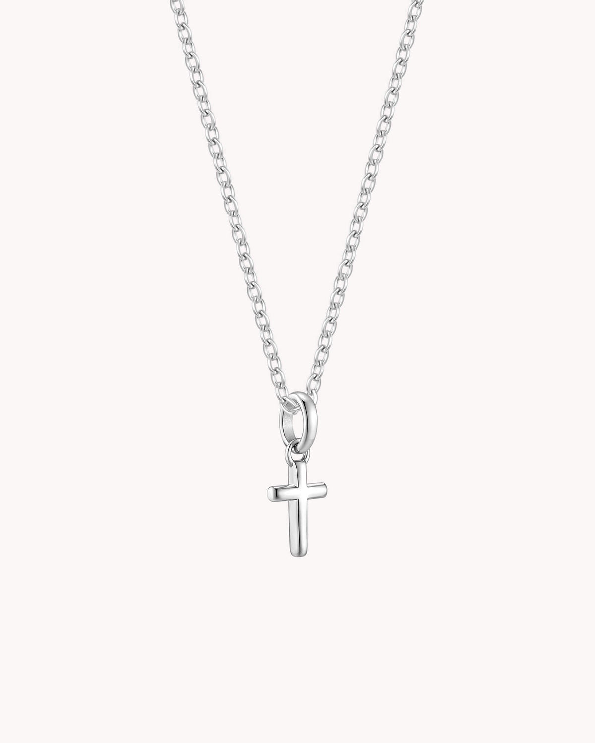 White Gold Petite Classic Cross Cable Chain Necklace — 2