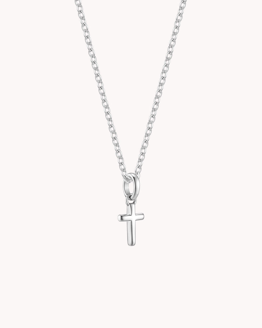 White Gold Petite Classic Cross Cable Chain Necklace