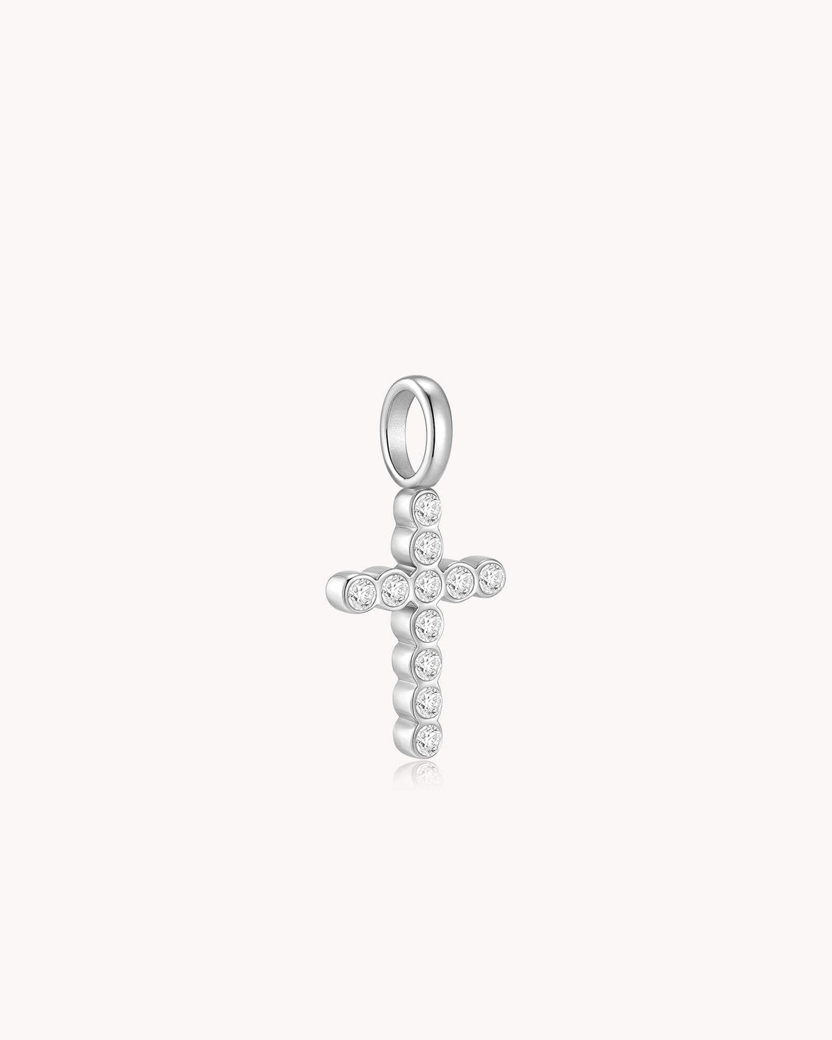 White Gold Cubic Zirconia Refined Cross Pendant — 2