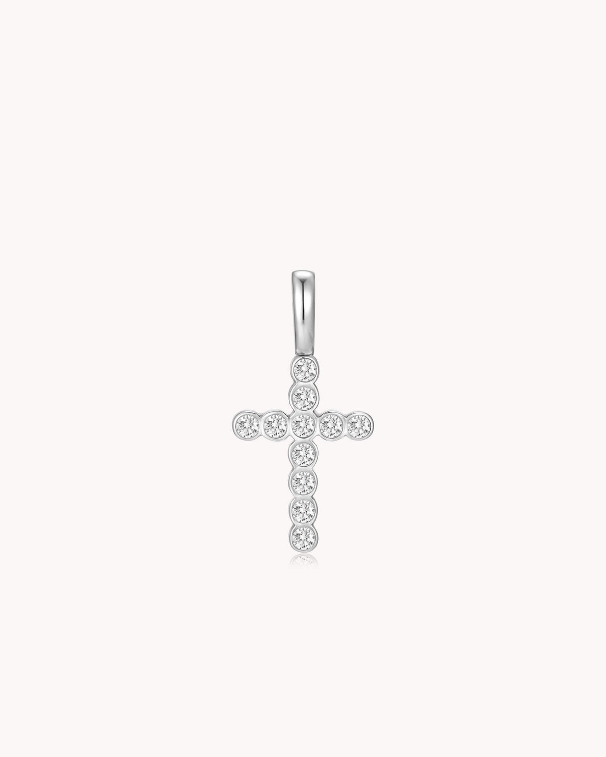 White Gold Cubic Zirconia Refined Cross Pendant