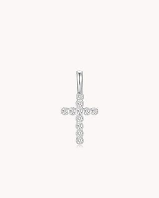 White Gold Cubic Zirconia Refined Cross Pendant