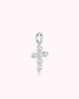 Cubic Zirconia Delicate White Gold Cross Pendant — 2