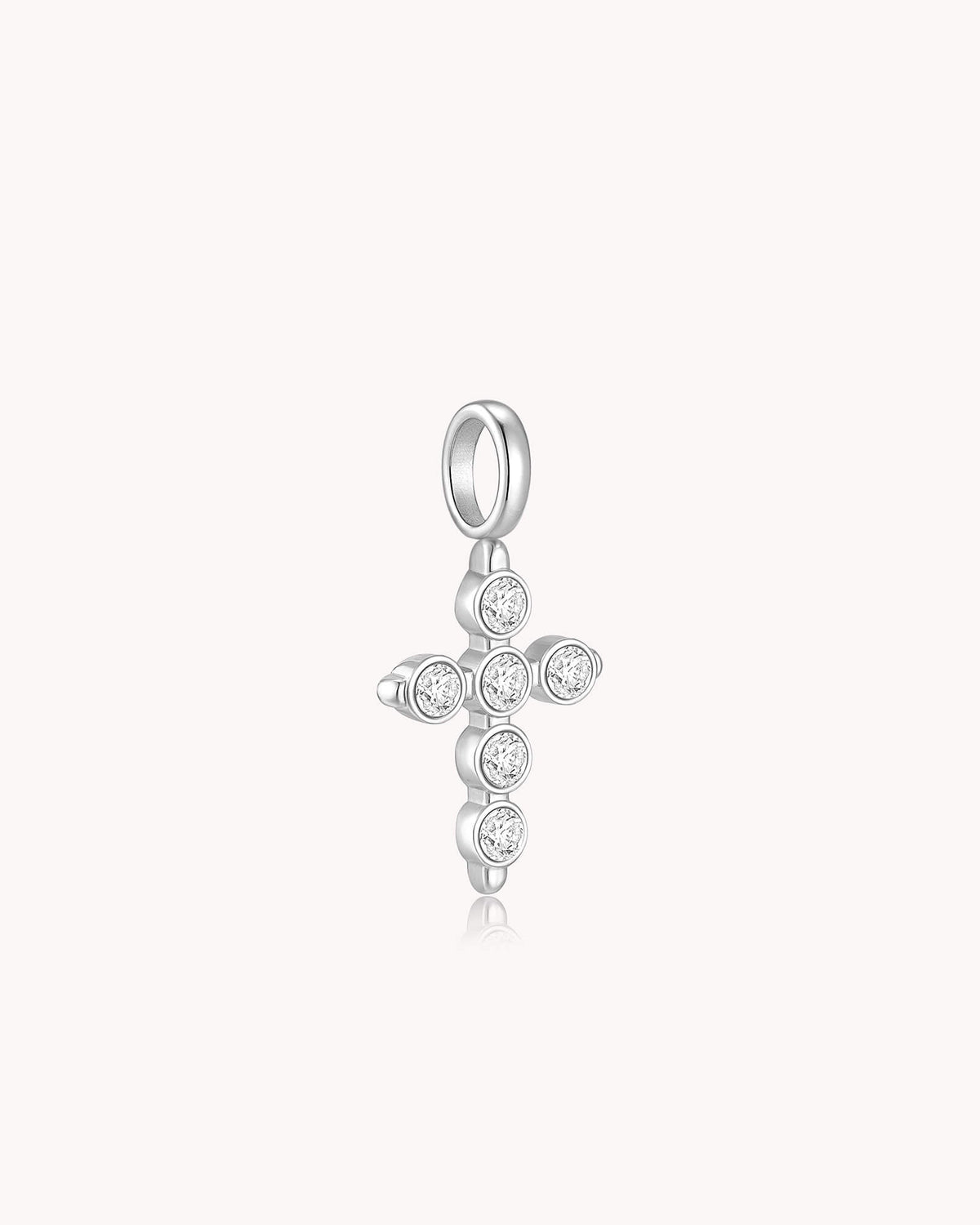 Cubic Zirconia Delicate White Gold Cross Pendant — 2