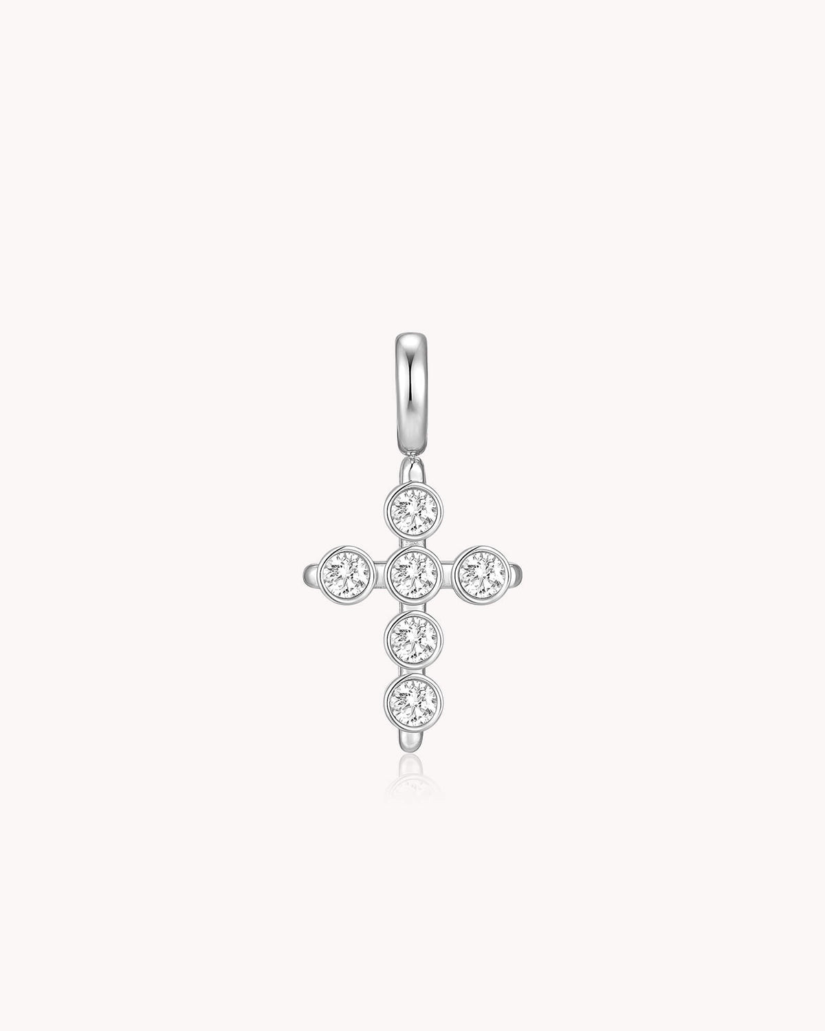 Cubic Zirconia Delicate White Gold Cross Pendant