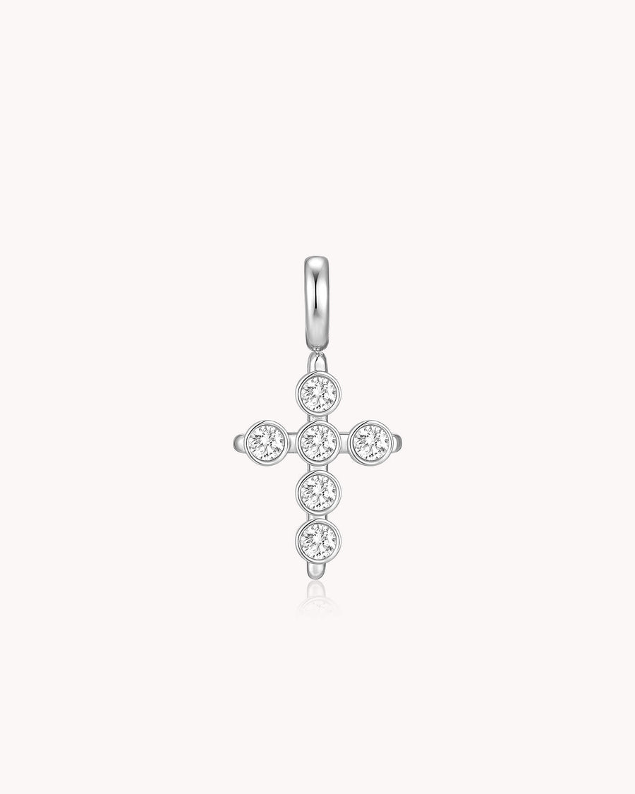 Cubic Zirconia Delicate White Gold Cross Pendant