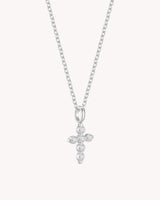 White Gold Delicate CZ Cross Cable Chain Necklace — 2