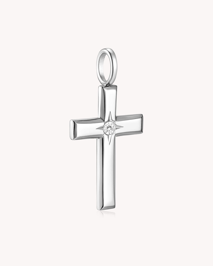The Bright Morning Star White Gold Large Cross Pendant