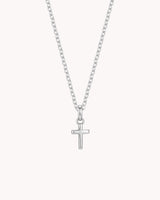 White Gold Petite Classic Cross Cable Chain Necklace