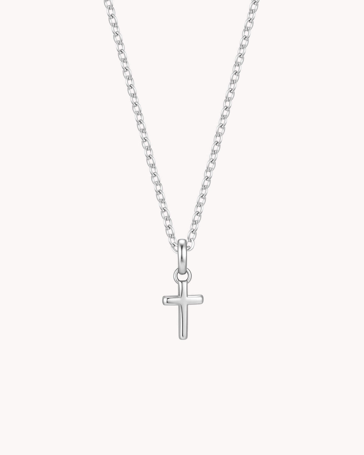 White Gold Petite Classic Cross Cable Chain Necklace
