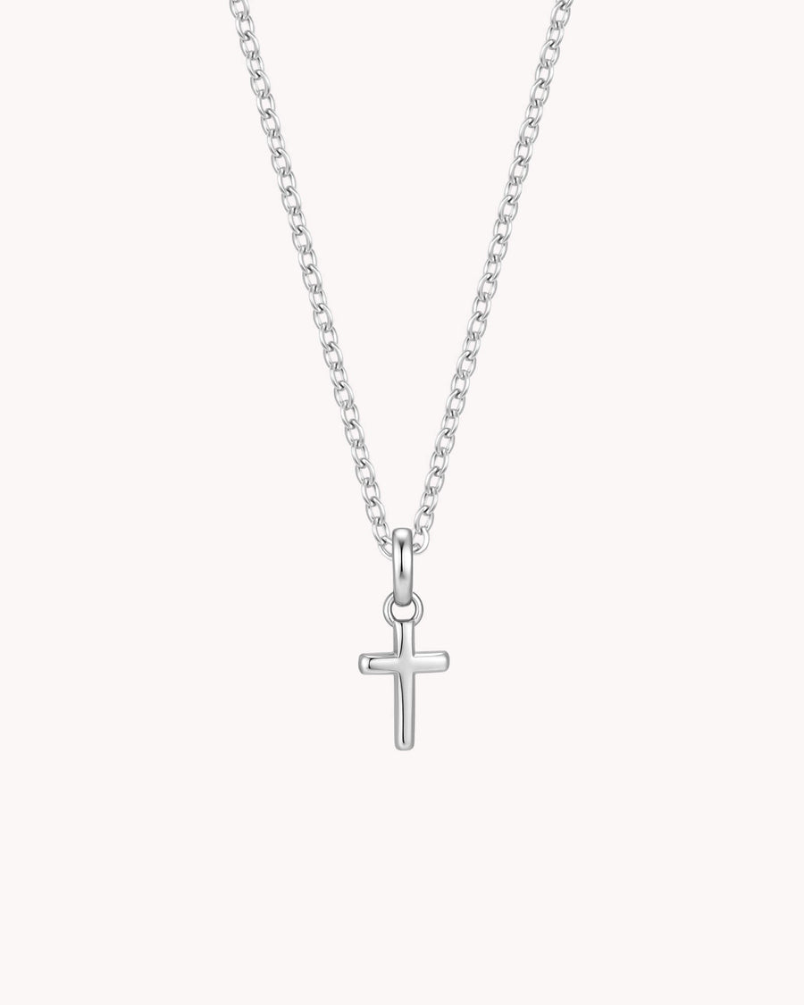 White Gold Petite Classic Cross Cable Chain Necklace