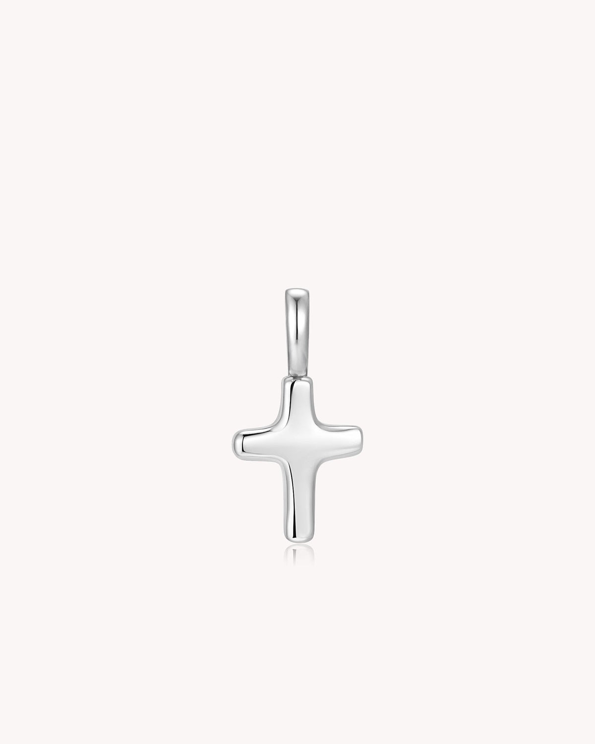 John 16:33 White Gold Heart Puff Cross Charm Bracelet — 6