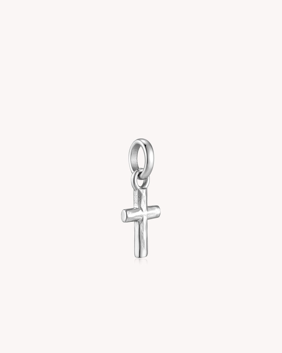 White Gold Petite Textured Cross Pendant