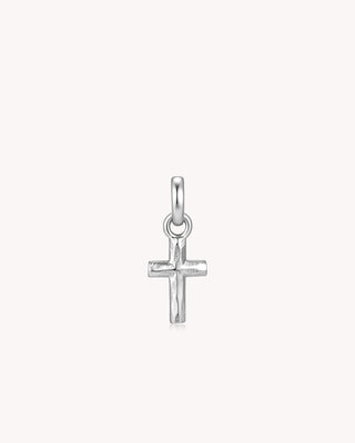White Gold Petite Textured Cross Pendant