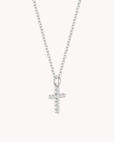 White Gold Refined CZ Cross Cable Chain Necklace — 2